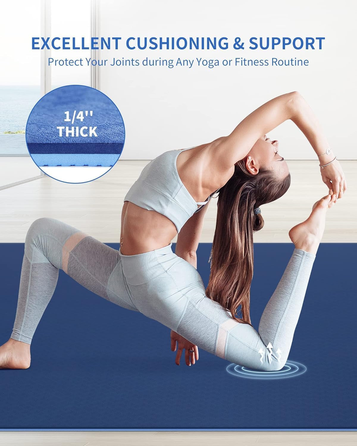 Large Yoga Mat (6'X 4'), Extra Wide Yoga Mat