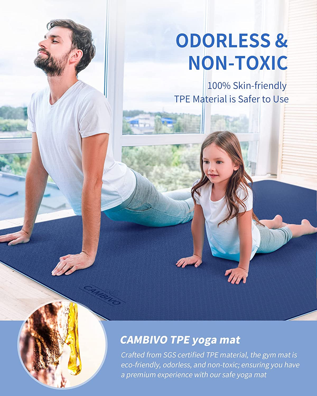 Large Yoga Mat (6'X 4'), Extra Wide Yoga Mat 