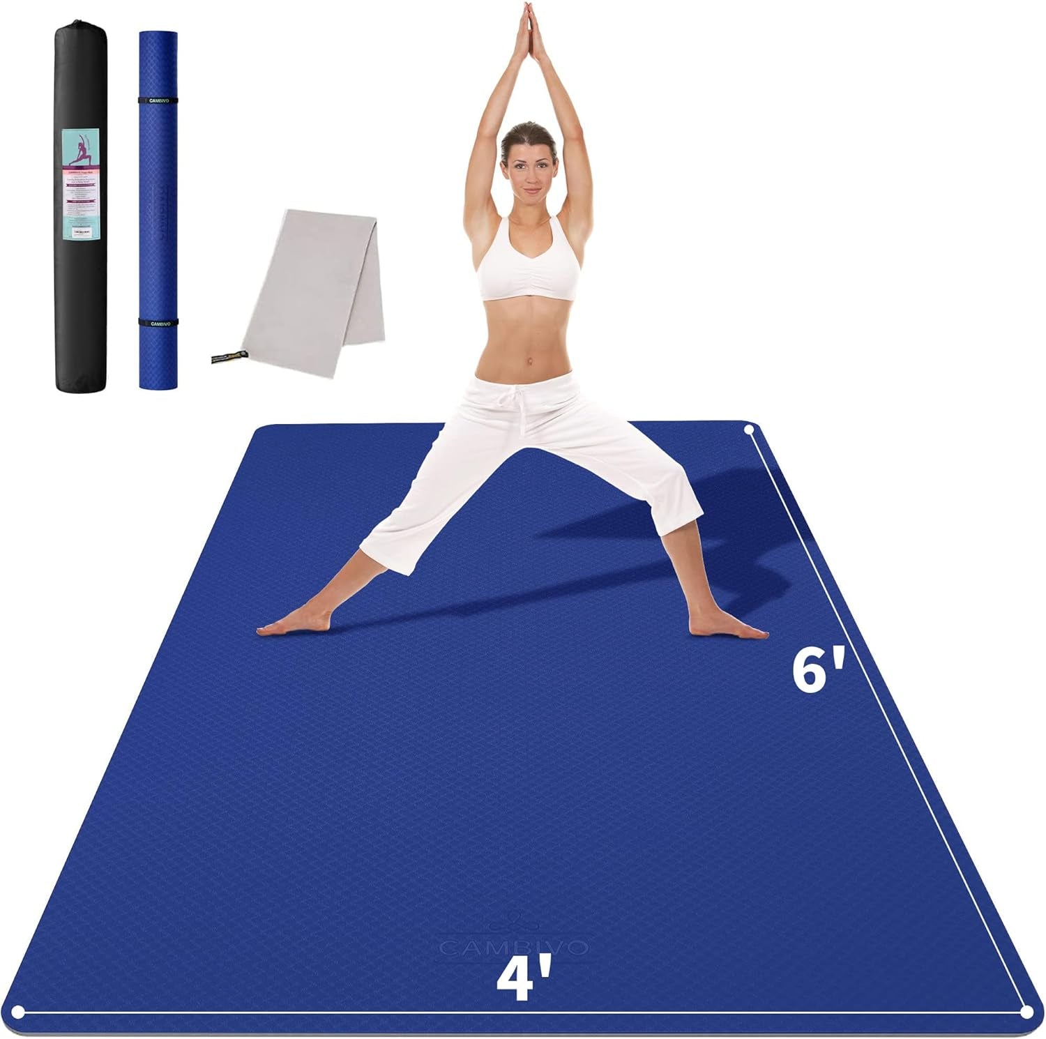 Large Yoga Mat (6'X 4'), Extra Wide Yoga Mat 